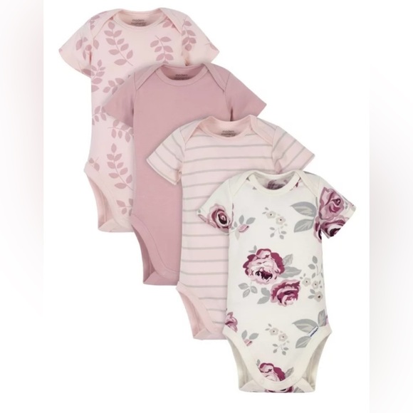 Gerber Other - Gerber Baby Floral Onesie Bundle Pack of 4 Baby Bodysuits in Organic Cotton